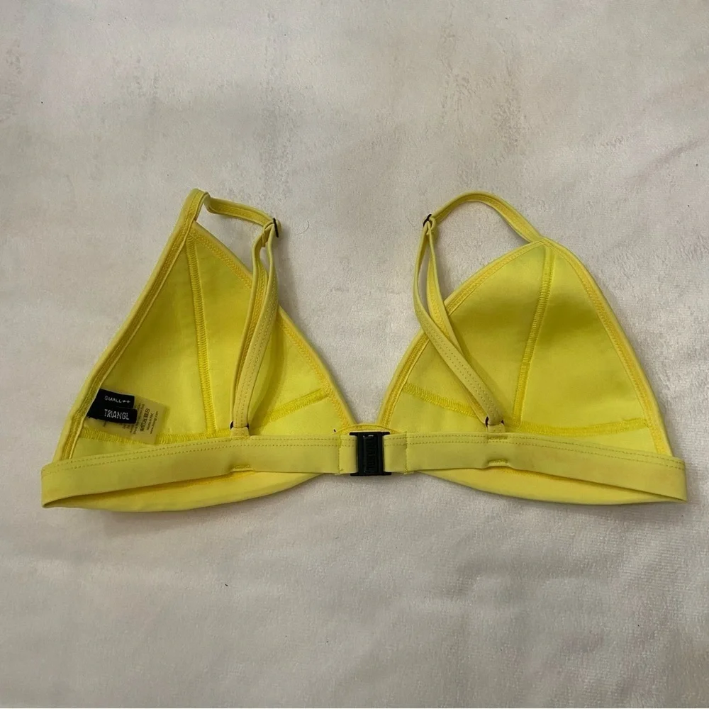 Triangl Swimwear Yellow crochet trim triangle Bikini Top 3741
